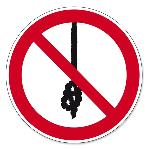 Panneaux d'interdiction pictogramme icône BGV Noeud de corde interdit — Image vectorielle