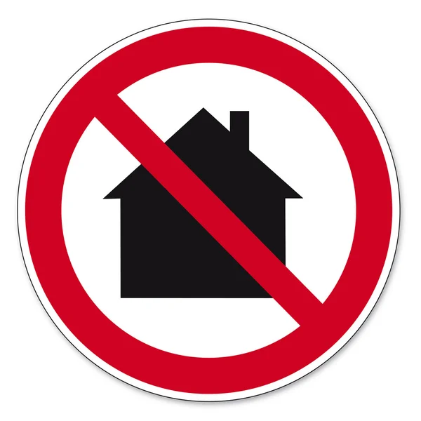 Запретные знаки Пиктограмма значка BGV Не для использования в жилых помещениях дома — стоковый вектор