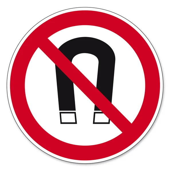 Panneaux d'interdiction pictogramme icône BGV Aimants magnétisme interdit — Image vectorielle
