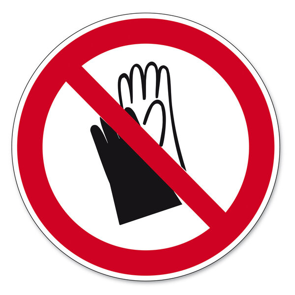 Prohibition signs BGV icon pictogram Wear protective gloves prohibited