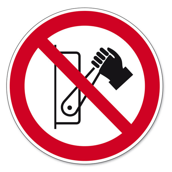 Prohibition signs BGV icon pictogram Lever pressing prohibited
