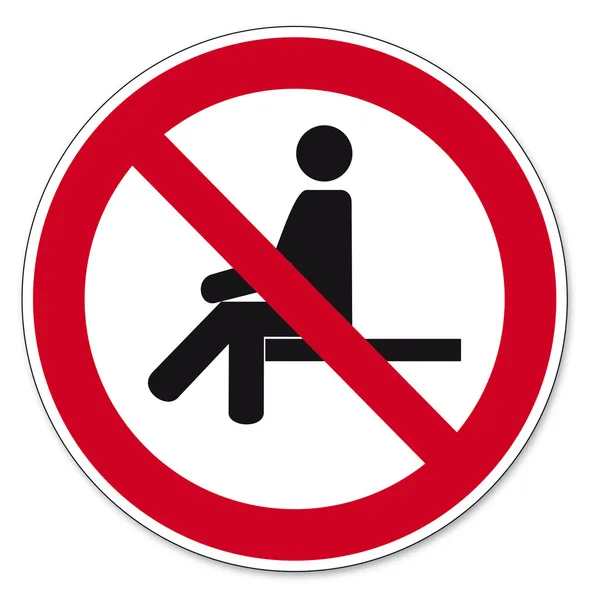 Signos de prohibición BGV icono pictograma prohibido sentarse — Archivo Imágenes Vectoriales