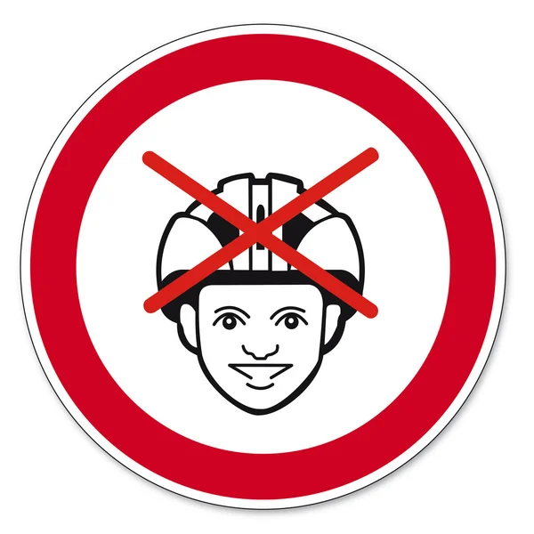 Prohibition signs BGV icon pictogram helmet ban bike — Stock Vector