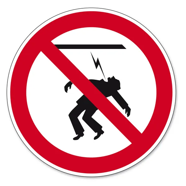 Запретные знаки Пиктограмма значка BGV Силовые кабели касаются запрещенных — стоковый вектор