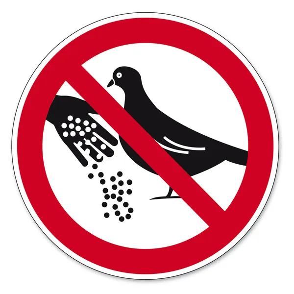 Sinais de proibição BGV ícone pictograma Pombo alimentação proibida — Vetor de Stock