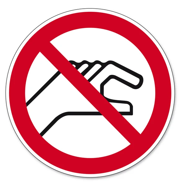 Verbotsschilder bgv Symbol Piktogramm verboten Legen Sie Ihre Hände — Stockvektor