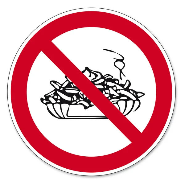 Prohibición signos BGV icono pictograma Prohibición comida rápida patatas fritas — Vector de stock