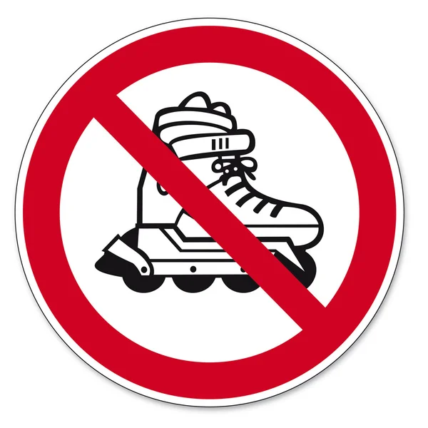 Segni di divieto BGV icona pittogramma pattinaggio in linea vietato — Vettoriale Stock