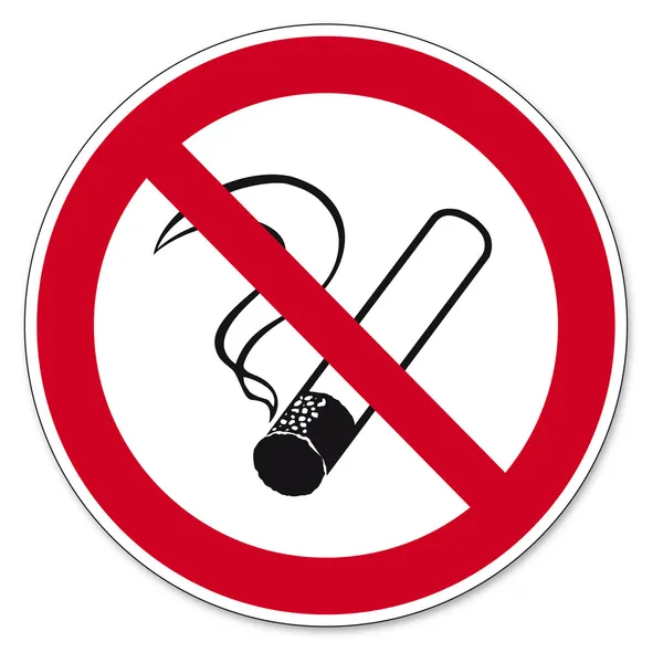 Panneaux d'interdiction pictogramme icône BGV Cigarette non fumeur — Image vectorielle