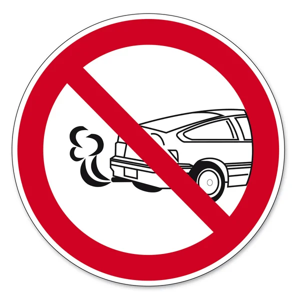 Prohibition signs BGV icon pictogram Stop the engine poisoning hazard — Stock Vector