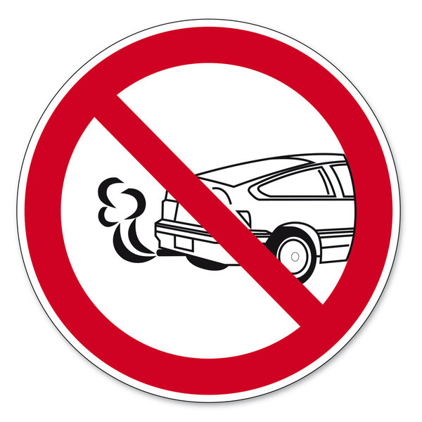 Prohibition signs BGV icon pictogram Stop the engine poisoning hazard