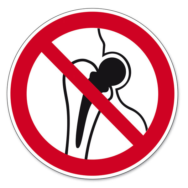 Prohibition signs BGV icon pictogram Metal implant patient
