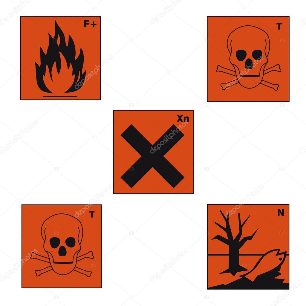 Safety sign danger sign hazardous chemical chemistry toxic set