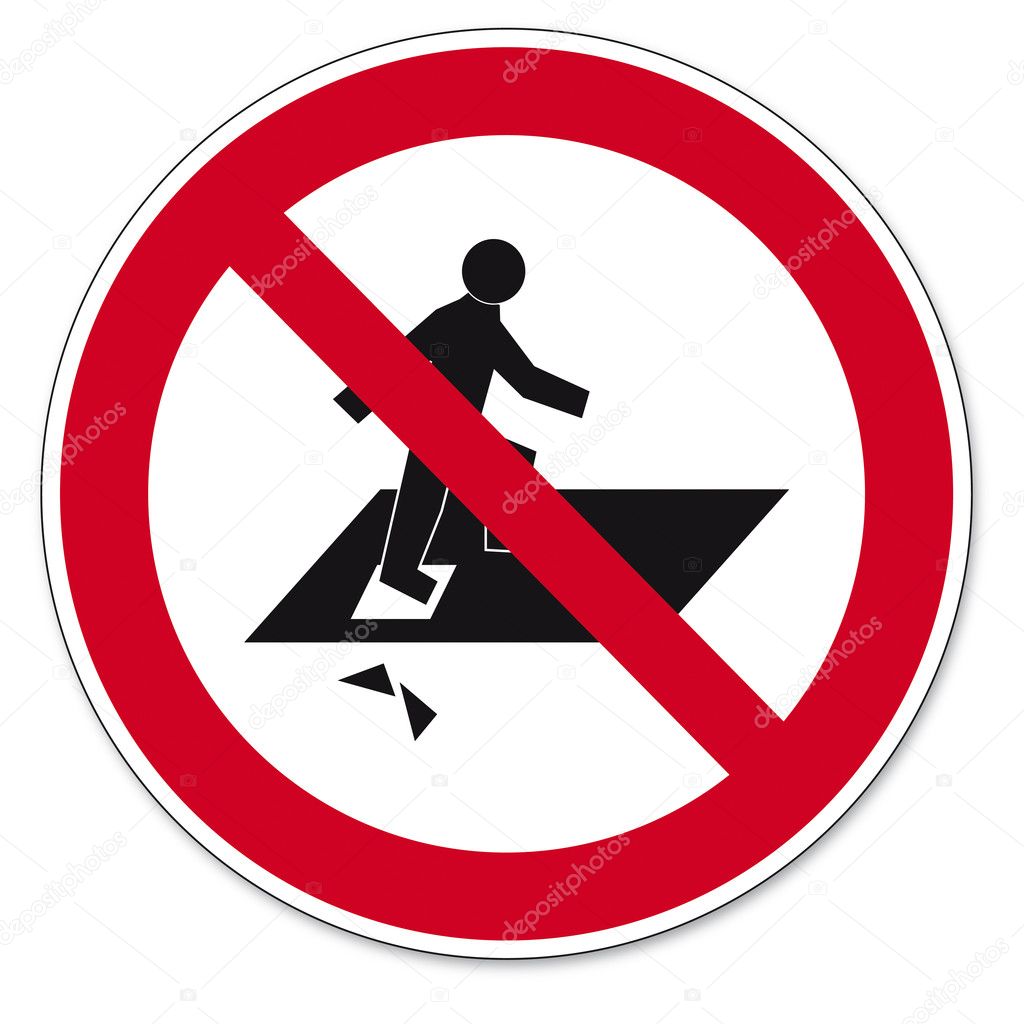 Prohibition signs BGV icon pictogram Trespassing Through risk of falling