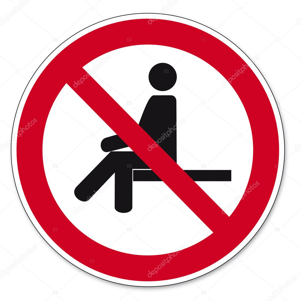 Prohibition signs BGV icon pictogram forbidden to sit