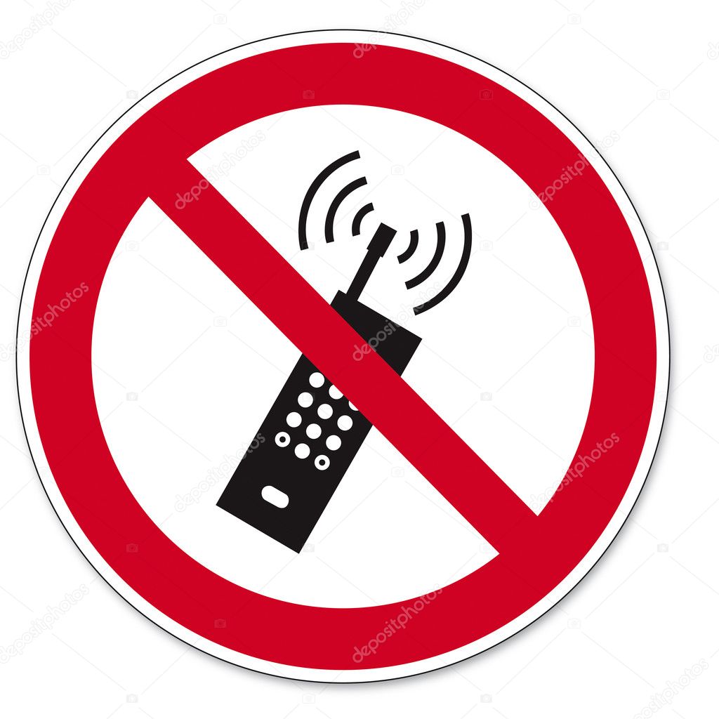 Prohibition signs BGV icon pictogram mobile phone banned smartphone