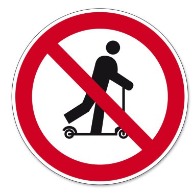 Prohibition signs BGV icon pictogram Scootering prohibited clipart