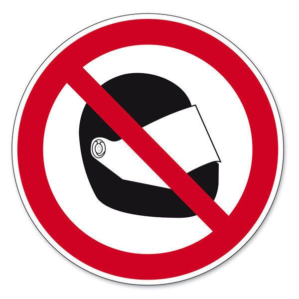 Prohibition signs BGV icon pictogram Motorcycle helmet banned