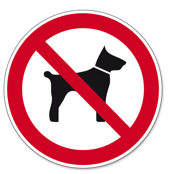 Prohibition signs BGV icon pictogram Carrying animals dog cat