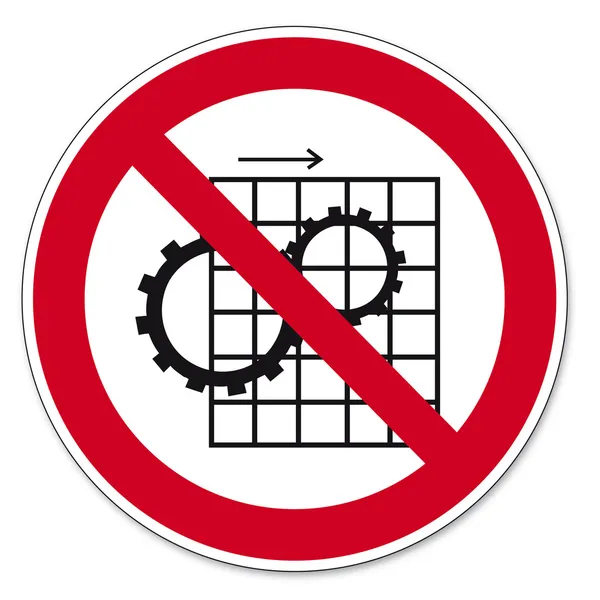 Signos de prohibición BGV icono pictograma Quitar dispositivo de protección prohibido — Vector de stock