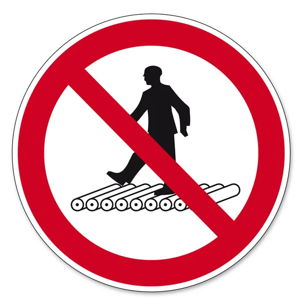 Prohibition signs BGV icon pictogram Do not step on roller track — Stockvector