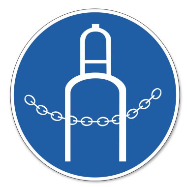 Commanded sign safety sign pictogram occupational safety sign Pressure bottle secured by chain clipart
