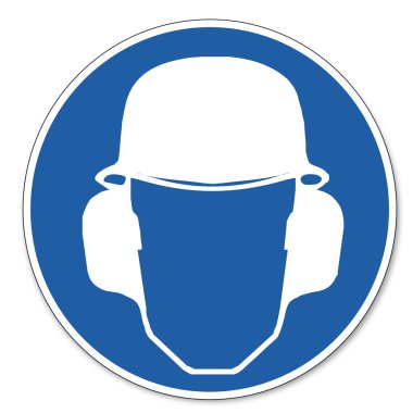 Commanded sign safety sign pictogram occupational safety sign use Head and ear protection clipart