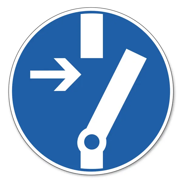 Befohlene Zeichen Sicherheitszeichen Piktogramm Arbeitssicherheit Zeichen vor der Arbeit entsperren — Stockvektor