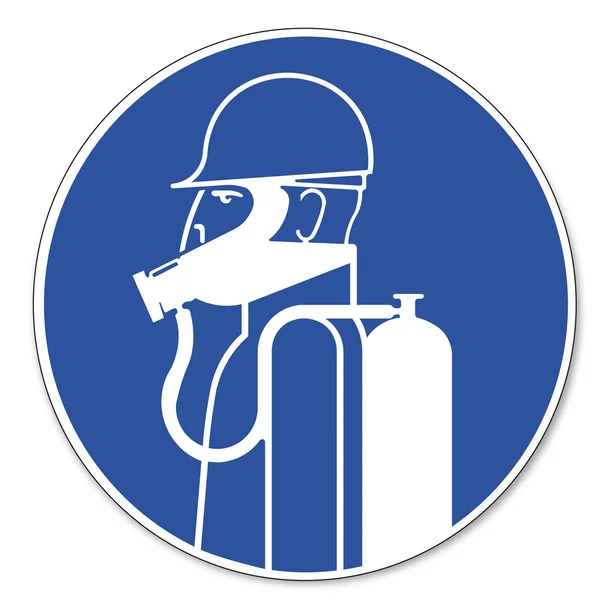 Placa comandada sinal de segurança pictograma sinal de segurança ocupacional proteção respiratória grave — Vetor de Stock