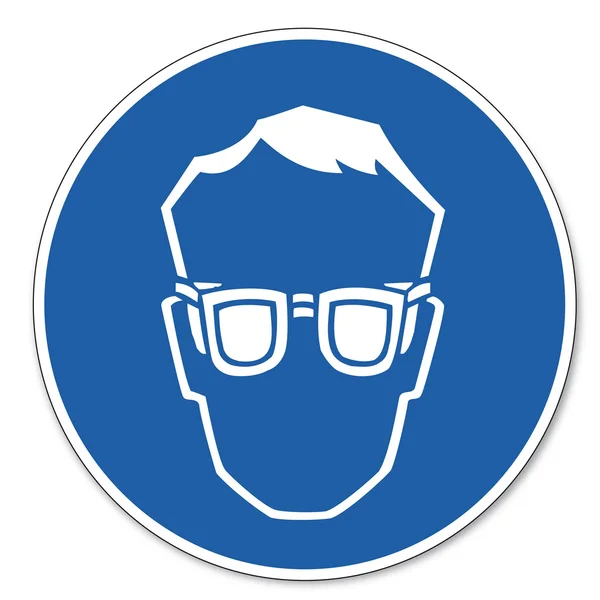 Διοίκησε σημάδι πινακίδα εικονόγραμμα επαγγελματική ασφάλεια σημάδι φορούν γυαλιά — Διανυσματικό Αρχείο