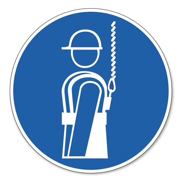 チェストハーネス使用のピクトグラム労働安全標識指揮安全記号 — ストックベクタ