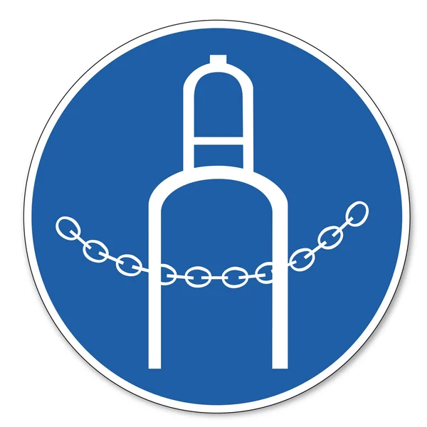 Commanded sign safety sign pictogram occupational safety sign Pressure bottle secured by chain — 스톡 벡터