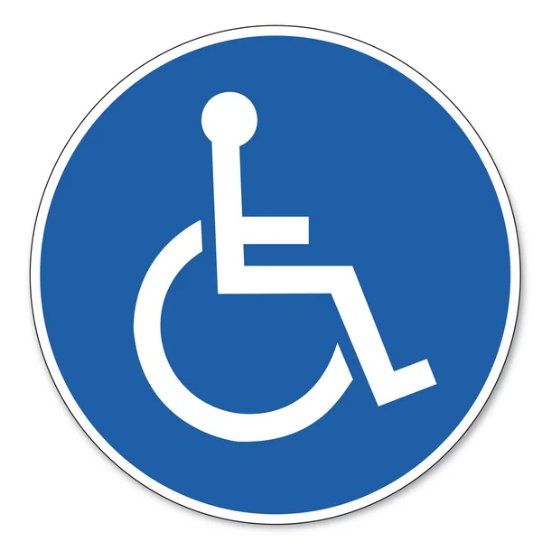 Placa de segurança do sinal comandado pictograma sinal de segurança ocupacional para usuários de cadeiras de rodas — Vetor de Stock