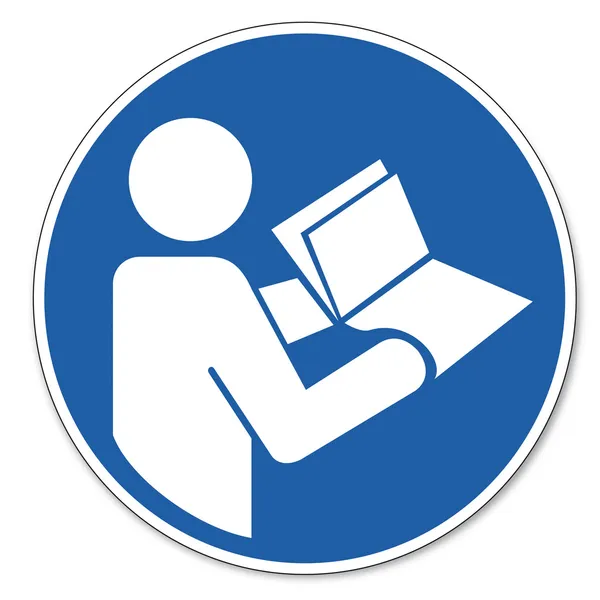 Señal de seguridad comandada pictograma signo de seguridad ocupacional Instrucciones de uso faq manual — Archivo Imágenes Vectoriales