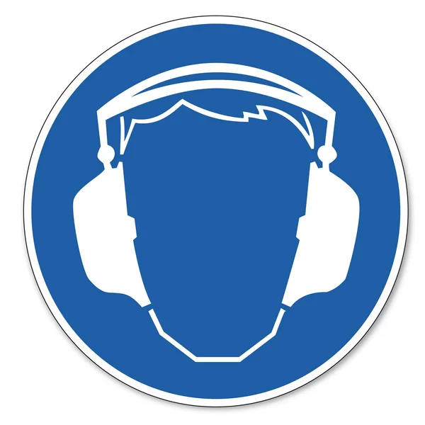 ピクトグラム労働安全記号使用聴覚保護指令安全記号 — ストックベクタ