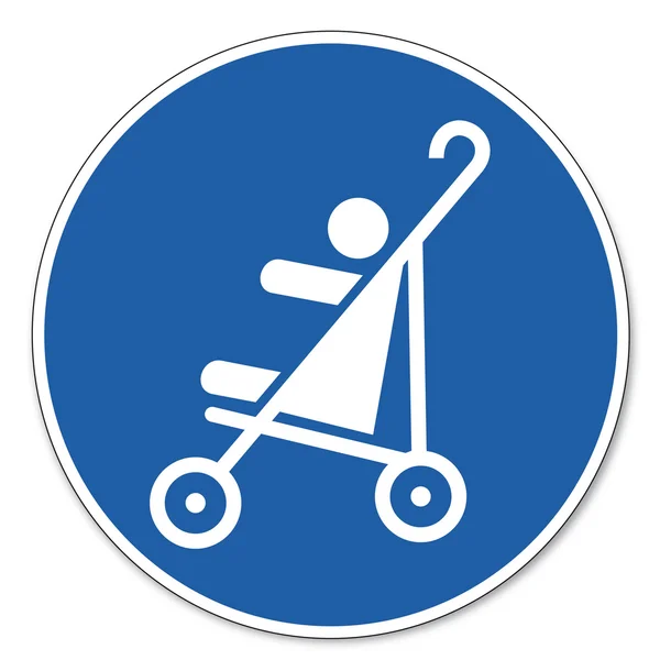 Segno comandato segno di sicurezza pittogramma segno di sicurezza sul lavoro Passeggini ammessi bambini bambino — Vettoriale Stock