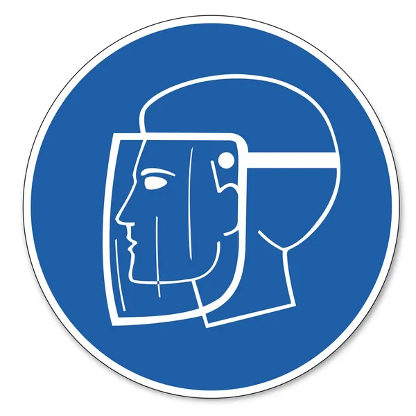 Befehl Zeichen Sicherheit Zeichen Piktogramm Arbeitssicherheit Zeichen verwenden Gesichtsschild Kopf — Stockvektor