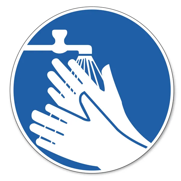 Señal de seguridad comandada pictograma signo de seguridad ocupacional lavarse las manos — Vector de stock