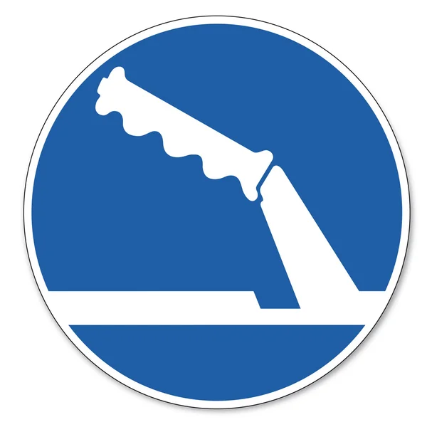 Segno comandato segno di sicurezza pittogramma segno di sicurezza sul lavoro freno di stazionamento durante l'uso di parcheggio — Vettoriale Stock