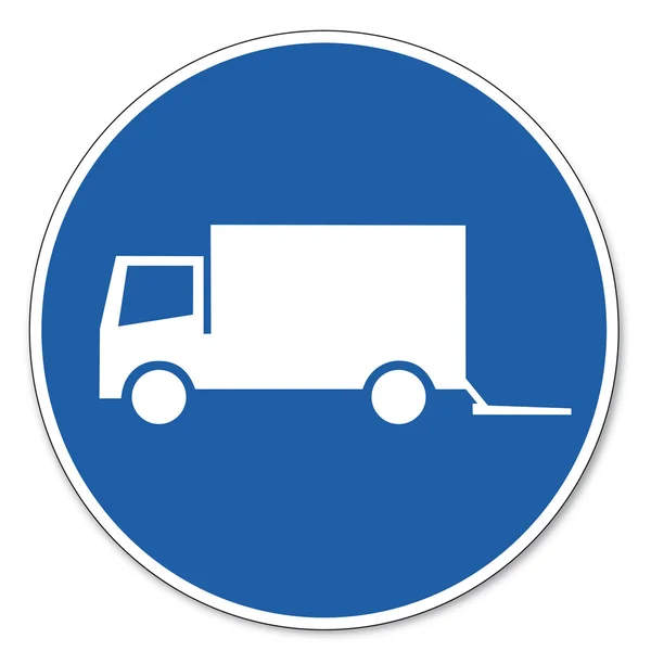 Διέταξε σημάδι σημάδι εικονόγραμμα επαγγελματικής ασφάλειας φόρτωσης ζώνη φορτηγό πινακίδα — Διανυσματικό Αρχείο