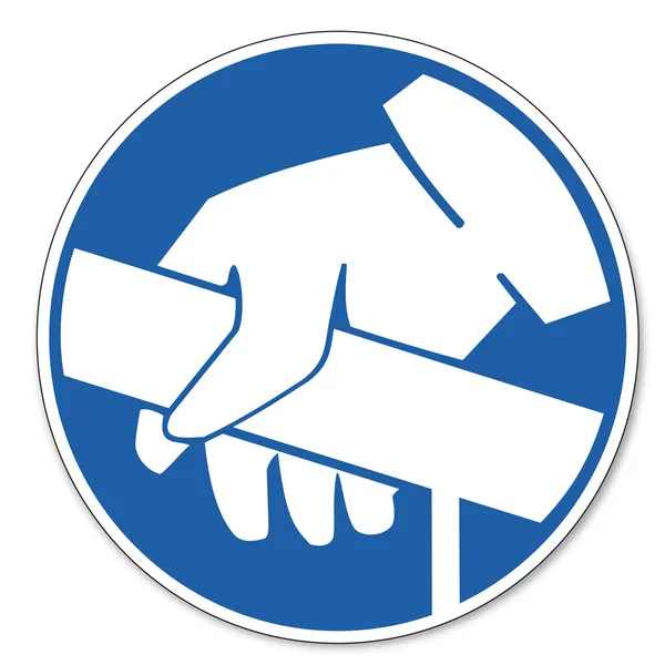 Placa de segurança do sinal comandado pictograma Placa de segurança ocupacional Uso do corrimão — Vetor de Stock