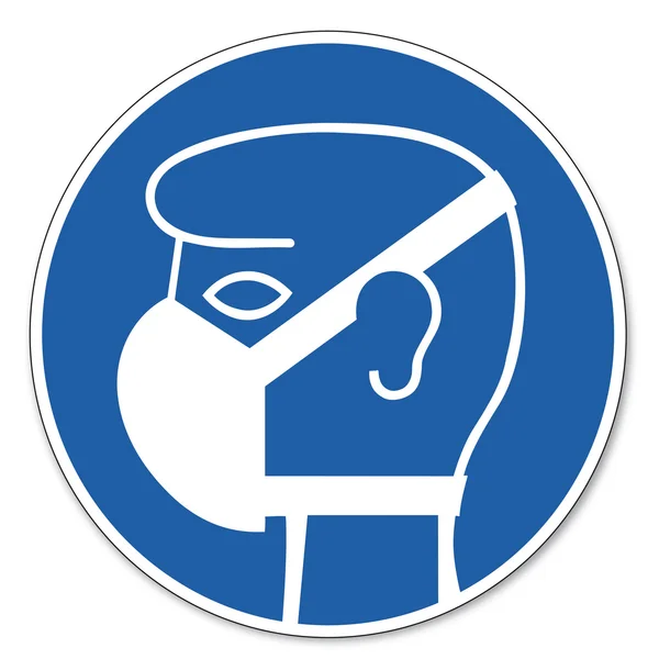 Placa comandada sinal de segurança pictograma sinal de segurança ocupacional Proteção respiratória leve — Vetor de Stock