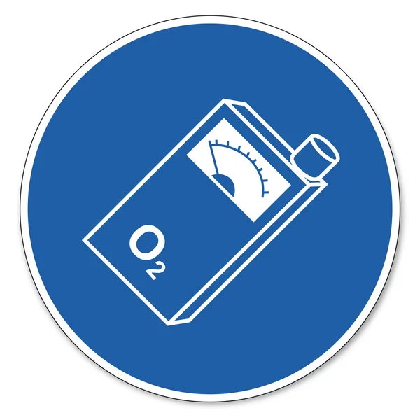 Sicherheitszeichen Piktogramm Arbeitssicherheitszeichen Warner tragen Sauerstoff — Stockvektor