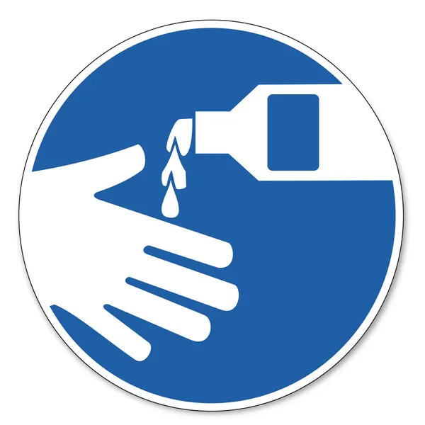 Señal ordenada signo de seguridad pictograma signo de seguridad ocupacional Utilizar crema de protección de la piel — Vector de stock