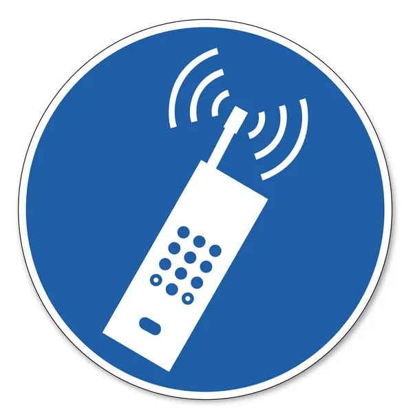 Señal comandada señal de seguridad pictograma signo de seguridad ocupacional Uso del teléfono celular permitido smartphone — Vector de stock