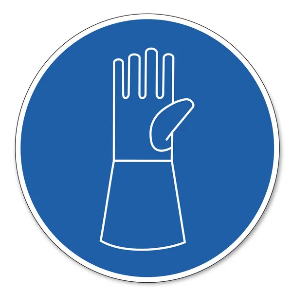 Perintah tanda keselamatan tanda tangan perintah pictogram pekerjaan tanda keamanan Gunakan memakai pelindung pergelangan tangan - Stok Vektor