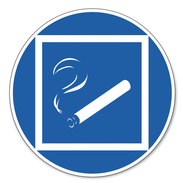 Commanded sign safety sign pictogram occupational safety sign Smoking allowed in limited areas