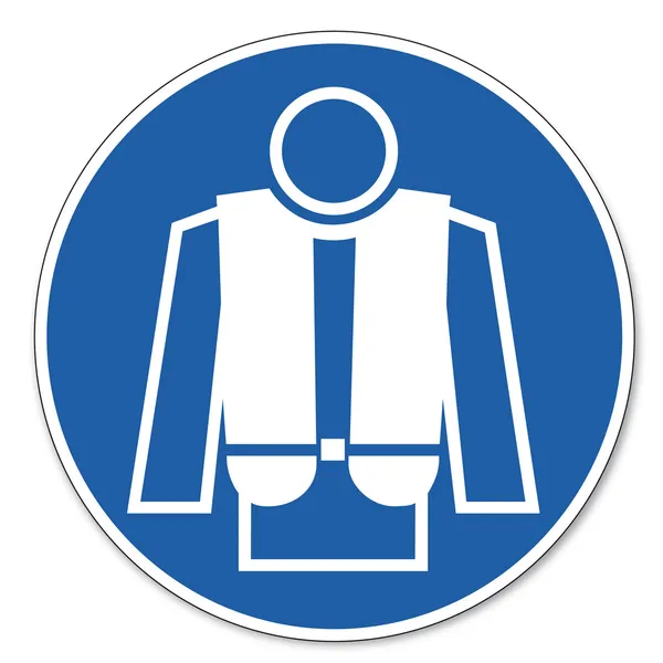 Panneau commandé pictogramme de sécurité Panneau de sécurité au travail Utilisation du gilet de sauvetage — Image vectorielle