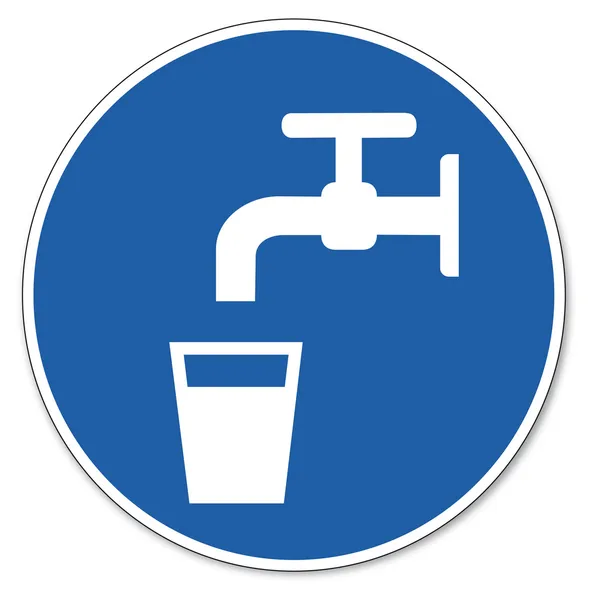 Dowodził znak bezpieczeństwa znak piktogram BHP znak wody pitnej glas — Wektor stockowy
