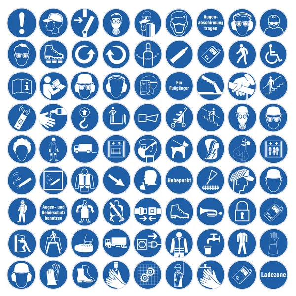 Commanded sign safety sign pictogram occupational safety sign General mandatory sign set collection — Stock Vector
